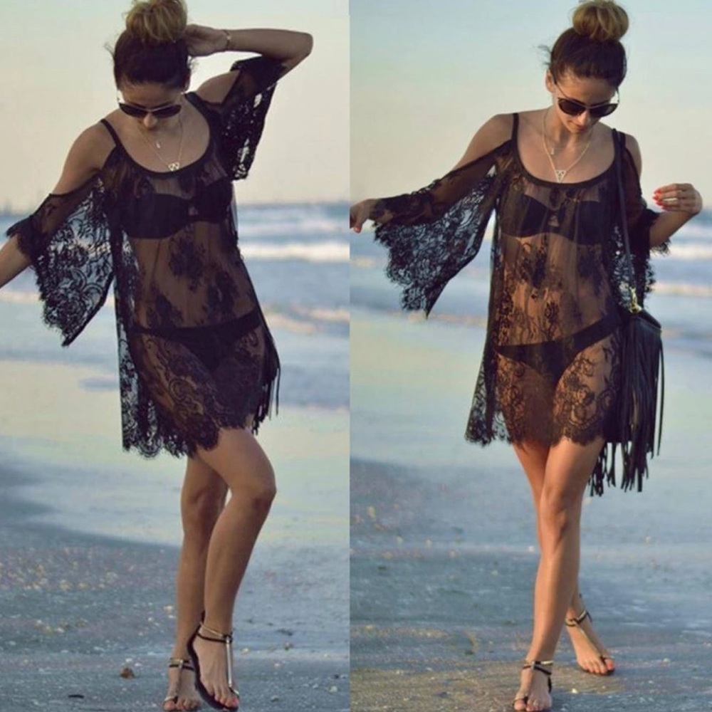 LAST 1✨ black lace cover up swim dress - Picture 2 of 6
